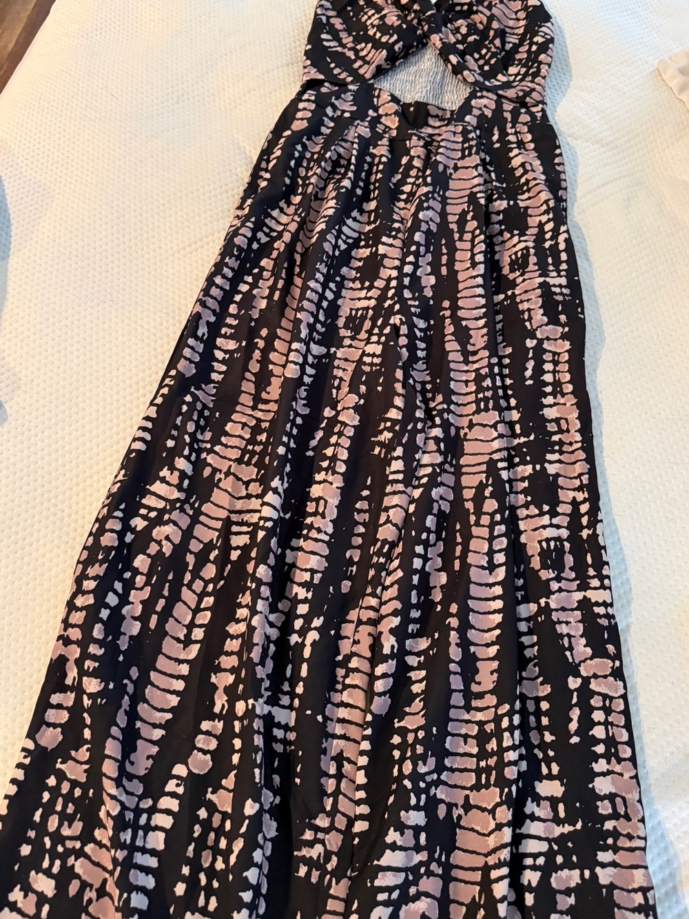 Black & beige Abstract Print jumpsuit Women's Flowing pantsuit